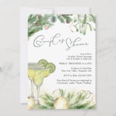 冬のカップルのシャワーMargarita Mistletoe写真 招待状 (正面)