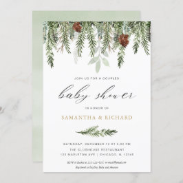 冬のカップルの赤ちゃん男女兼用シャワー 招待状