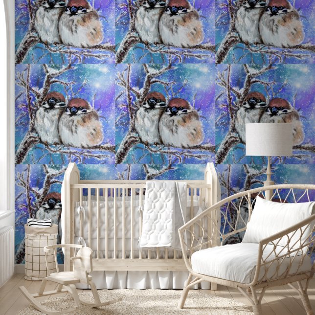 冬のカップルの雀 壁紙 (キッズ)