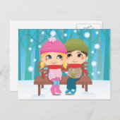 冬のカップル ポストカード (正面/裏面)