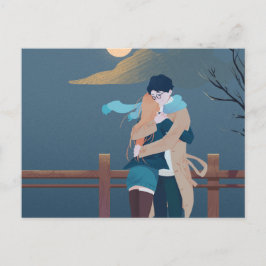 冬のカップル ポストカード