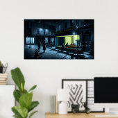 「冬のカフェテラスで新しいよだかは」 ポスター (ホームオフィス)