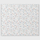 冬のカラフルな植物のクリスマスパターン ラッピングペーパー (フラット)