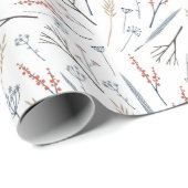 冬のカラフルな植物のクリスマスパターン ラッピングペーパー (ロールコーナー)