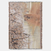 冬のカラフルの水色の犬 スローブランケット (正面縦)