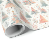 冬のカラフル木をフェスティバルで包む ラッピングペーパー (ロールコーナー)