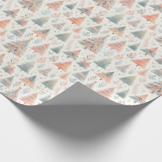 冬のカラフル木をフェスティバルで包む ラッピングペーパー (角)