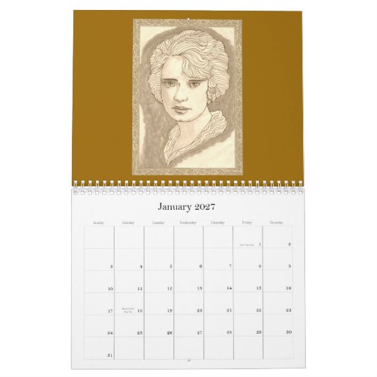 冬のカレンダー カレンダー (1月 2027)