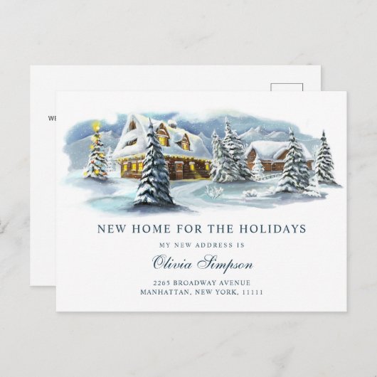 冬のカントリークリスマス引っ越しのお知らせ ポストカード (正面/裏面)