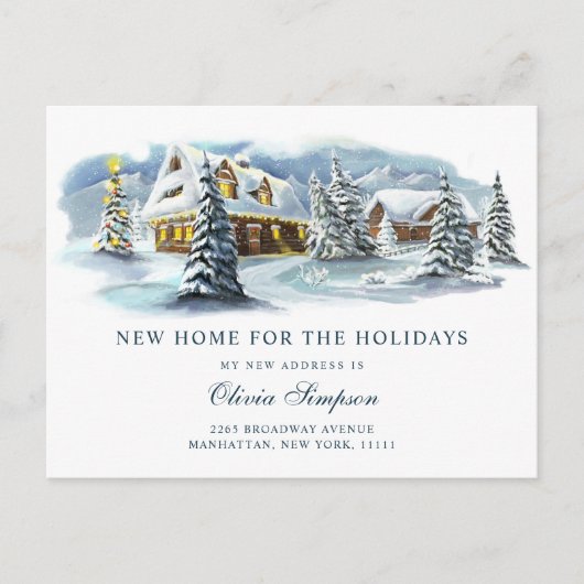 冬のカントリークリスマス引っ越しのお知らせ ポストカード (正面)