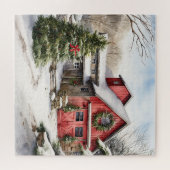 冬のカントリーレッドバーン ジグソーパズル (横)