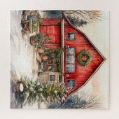 冬のカントリーレッドバーン ジグソーパズル (横)