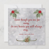 冬のカーディナルと松のフラットグリーティングカード カード (裏面)