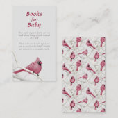 冬のカーディナル鳥のベイビーシャワーの本の請求 エンクロージャーカード (正面/裏面)