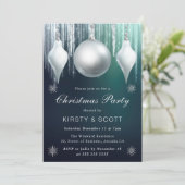 冬のガラスのバウブルと雪の結晶クリスマスディナー 招待状 (スタンド正面)