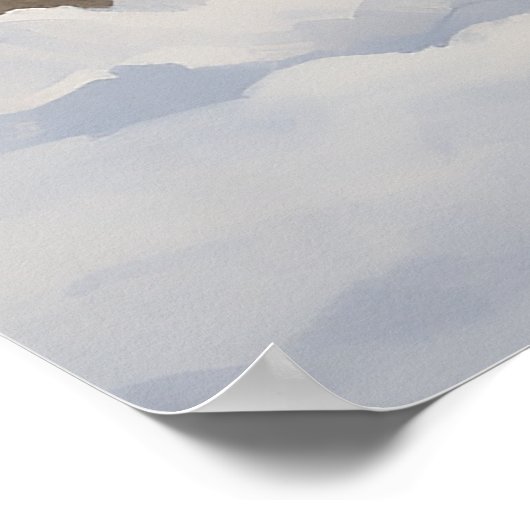 冬のガーランドクリスマスと美しい灰色の馬 ポスター (角)