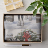 冬のガーランドクリスマスと美しい灰色の馬 薄葉紙 (ギフト)