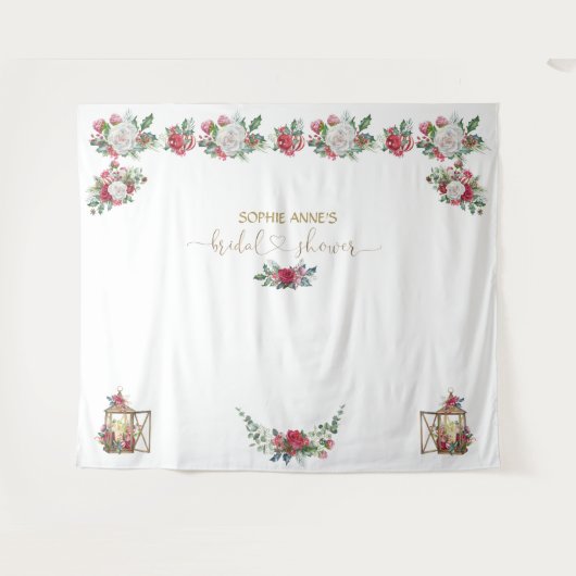 冬のガーランド クリスマス ブライダルシャワー フォト 背景 タペストリー (正面(横))