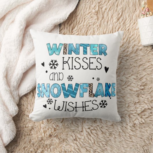 冬のキスとスノーフレークのウィズウィンターホリデー クッション (ブランケット)