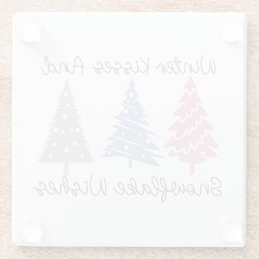 冬のキスとスノーフレークの願い ガラスコースター (裏面)