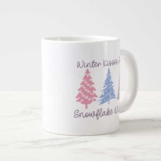 冬のキスとスノーフレークの願い ジャンボコーヒーマグカップ (正面右)