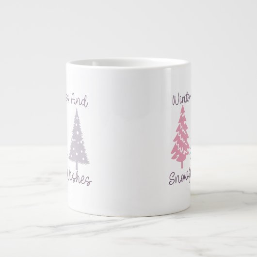 冬のキスとスノーフレークの願い ジャンボコーヒーマグカップ (正面)