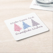 冬のキスとスノーフレークの願い スクエアペーパーコースター (アングル)