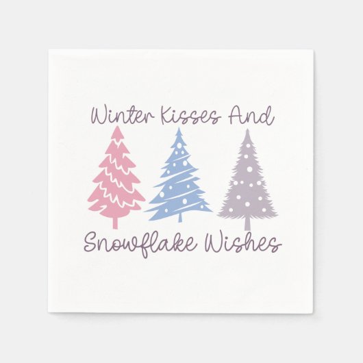 冬のキスとスノーフレークの願い スタンダードカクテルナプキン (正面)
