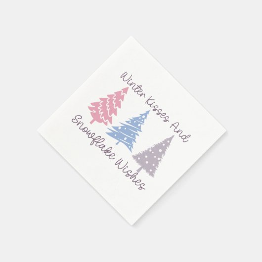 冬のキスとスノーフレークの願い スタンダードカクテルナプキン (角)