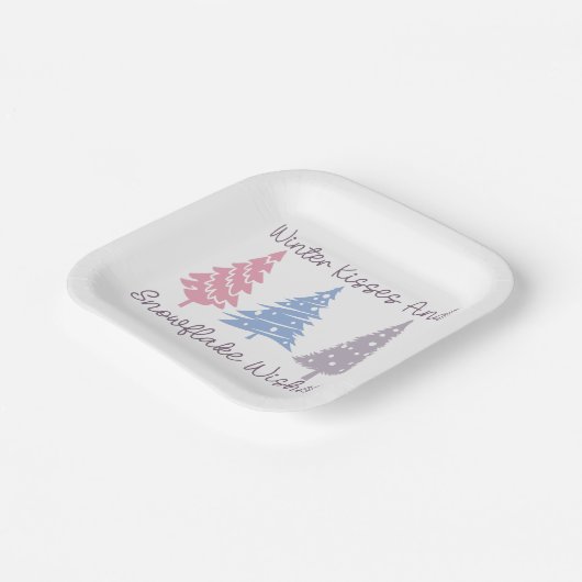 冬のキスとスノーフレークの願い ペーパープレート (傾斜あり)