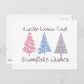 冬のキスとスノーフレークの願い ポストカード (正面/裏面)
