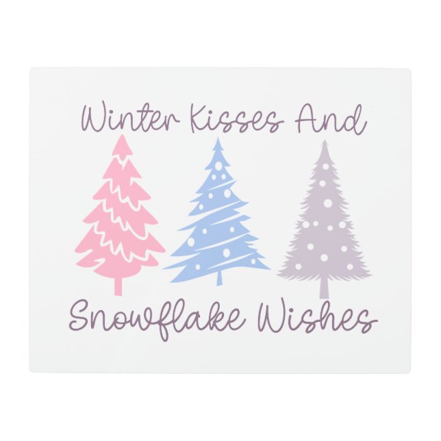 冬のキスとスノーフレークの願い メタルプリント (正面)