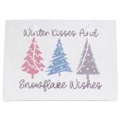 冬のキスとスノーフレークの願い ラージペーパーバッグ (正面)