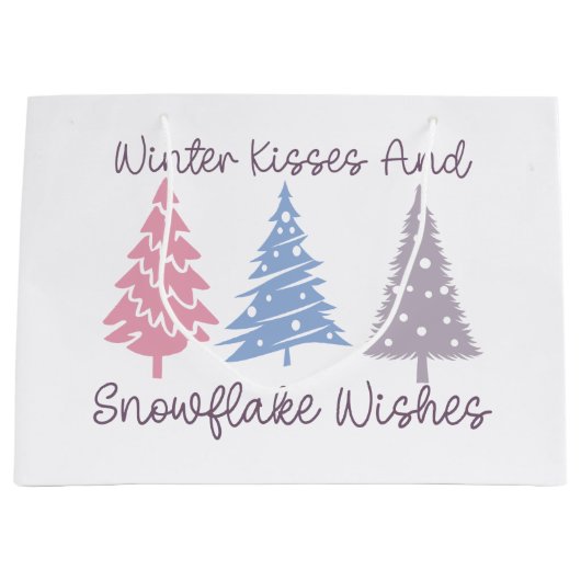 冬のキスとスノーフレークの願い ラージペーパーバッグ (正面)