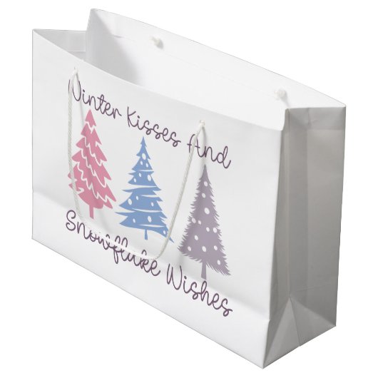 冬のキスとスノーフレークの願い ラージペーパーバッグ (正面アングル)