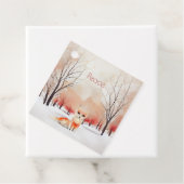 冬のキツネで雪の森のギフトラベル フェイバータグ (インサイチュ)