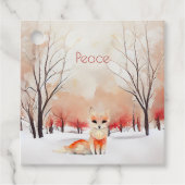 冬のキツネで雪の森のギフトラベル フェイバータグ (正面)