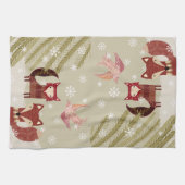 冬のキツネと鳩キッチンタオル キッチンタオル (横)