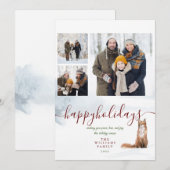 冬のキツネのクリスマス3枚の写真 シーズンカード (正面/裏面)