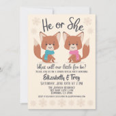 冬のキツネのジェンダー発表 招待状 (正面)