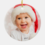 冬のキツネの写真と年のクリスマス セラミックオーナメント (裏面)