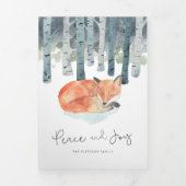 冬のキツネの写真コラージュ 三つ折りクリスマスカード (カバー)