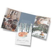 冬のキツネの写真コラージュ 三つ折りクリスマスカード