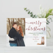 冬のキツネの夫婦のクリスマススクリプト写真 シーズンカード (スタンド正面)