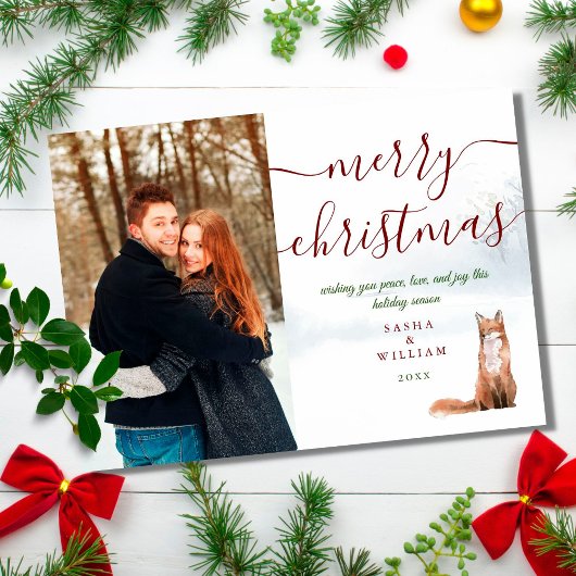 冬のキツネの夫婦のクリスマススクリプト写真 シーズンカード