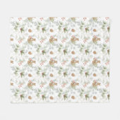 冬のキツネウッドランドフォレストカワイイ フリースブランケット (正面(横))