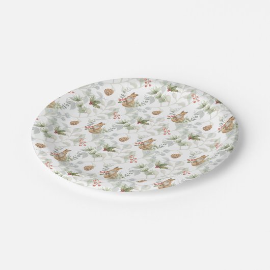 冬のキツネウッドランドフォレストカワイイ ペーパープレート (アングル)