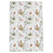 冬のキツネウッドランドフォレストカワイイ ミディアムペーパーバッグ (正面)