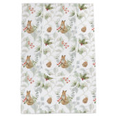 冬のキツネウッドランドフォレストカワイイ ミディアムペーパーバッグ (裏面)