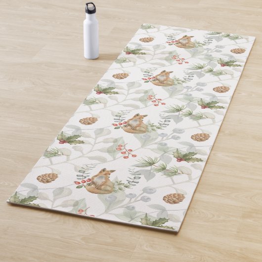 冬のキツネウッドランドフォレストカワイイ ヨガマット (インサイチュ)